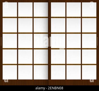 Shoji ( japanische traditionelle Türfenster ) Vektor-Illustration Stock Vektor