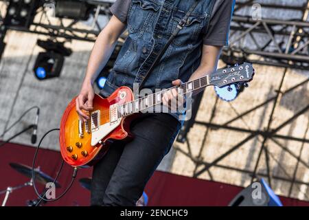 Lublin, Polen - 3. Mai 2015: Live-Konzert der Band Wasted bei Medyalia 2015 (Uniwersytet Przyrodniczy, WSPA, WSSP) in Lublin Stockfoto