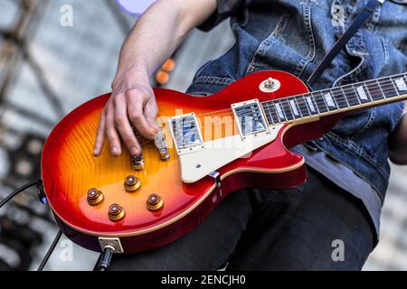 Lublin, Polen - 3. Mai 2015: Live-Konzert der Band Wasted bei Medyalia 2015 (Uniwersytet Przyrodniczy, WSPA, WSSP) in Lublin Stockfoto