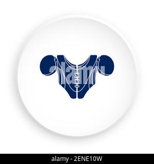Sport American Football Spieler Brustschutz Symbol in Neomorphismus Stil für mobile App. Sportausrüstung. Schaltfläche für mobile Anwendung oder Web. Vektor Stock Vektor