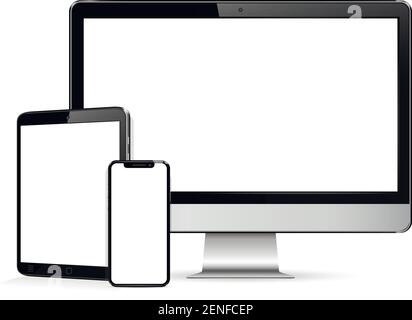 Realistisches Modell für Computer, Tablet, Telefon Stock Vektor