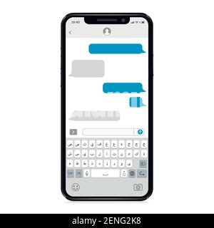 Modernes Smartphone mit arabischer Tastatur isoliert auf weißem Hintergrund Stock Vektor