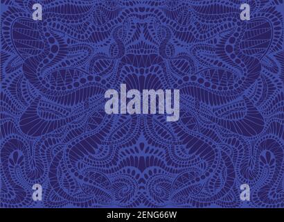 Abstraktes Muster, Ethno-Stil, stilvoller Hintergrund, hellblaue Farblinie, isoliert auf tiefblauem Hintergrund. Ornamentales Tribal-Element. Vektor illustrr Stock Vektor