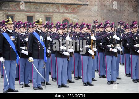 Mailand (Italien), Italienische Armee, Eid-Zeremonie für die Kadetten der Militärschule Teuliè Stockfoto