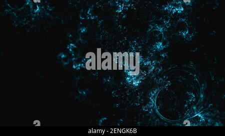 Blauer fraktaler abstrakter Hintergrund auf Schwarz Stockfoto
