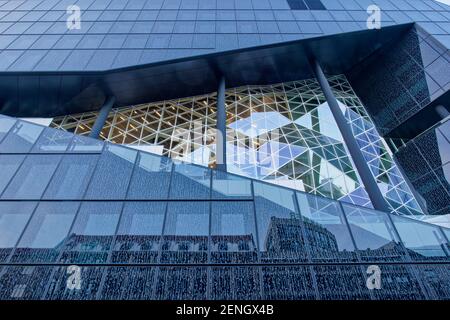 Neubau Axel-Springer Verlagshaus, Architekt Rem Koolhaas, Büro „Office for Metropolitan Architecture“ (Oma) , Aussenaufnahme , Detail, 3D Optik, Berl Stockfoto