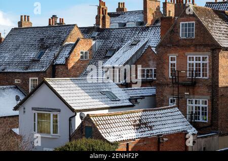 Dächer in der historischen nonkonformistischen Straße von Saint Saviorgate, City of York, Großbritannien Stockfoto