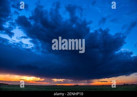 Stürmischer Himmel in der Landschaft von Pampas, Provinz La Pampa, Patagonien, Argentinien. Stockfoto