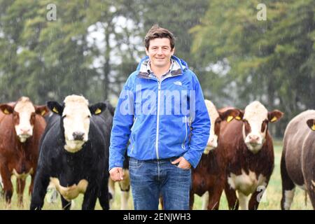 Portrait of Scottish Farmer, Peter Eccles, Saughland Farm, Pathhead, Mid Lothian, Schottland Stockfoto