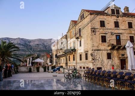 Korcula, Kroatien - 3. Oktober 2011: Blick auf die Altstadt der Insel Korcula Stockfoto