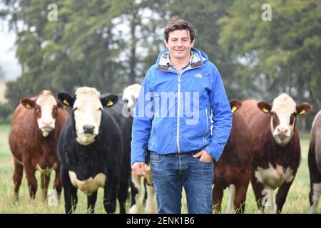 Portrait of Scottish Farmer, Peter Eccles, Saughland Farm, Pathhead, Mid Lothian, Schottland Stockfoto