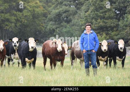 Portrait of Scottish Farmer, Peter Eccles, Saughland Farm, Pathhead, Mid Lothian, Schottland Stockfoto