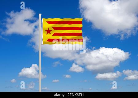 Die Flagge von Katalonien, Estelada Roja, Spanien Stockfoto