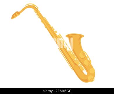 Saxophon Musikinstrument flache Vektor-Illustration isoliert auf weißem Hintergrund Stock Vektor
