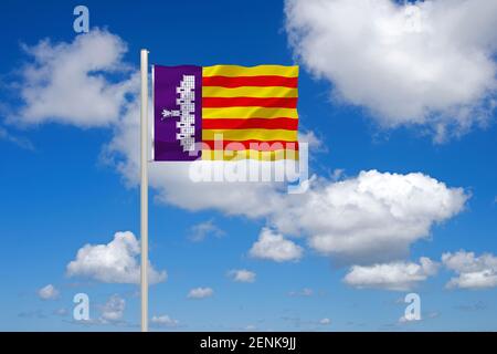 Die Flagge von Mallorca, Spanien, Balearen, Insel, Europa, EU, Stockfoto