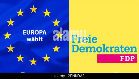 Europawahl, Eurostern, Eu, Partei, Parteien, Wahl, Wähler, Logo, FDP, freie Demokraten, Stockfoto