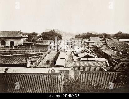 Vintage 19th Jahrhundert Foto: Dachansicht, Kaiserpalast, Peking, Peking, China Stockfoto