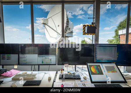 Im Kontrollzentrum des 25m Chilbolton Advanced Meteorological Radar (CAMMA), dem größten vollständig lenkbaren Meteorologischen Radar der Welt, Stockfoto