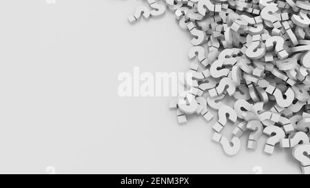 Stapel von Fragenmarken 3D Rendern mit Kopierbereich Stockfoto