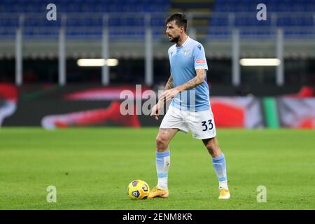 Mailand, Italien. 14th Februar 2021 . Francesco Acerbi von SS Lazio während der Serie EIN Spiel zwischen FC Internazionale und SS Lazio. Stockfoto