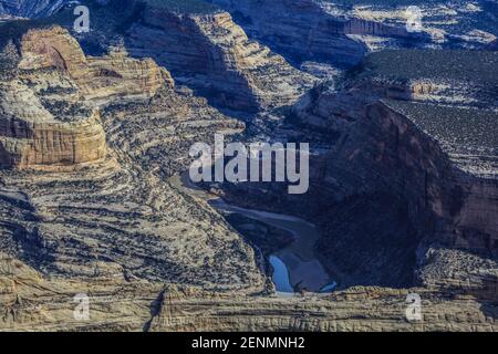 Dinosaur National Monument feiert Flüsse, Schluchten und Fossilien. Stockfoto