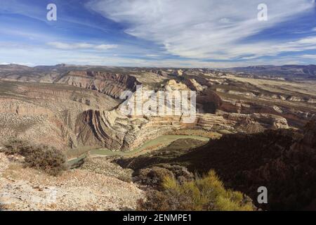 Dinosaur National Monument feiert Flüsse, Schluchten und Fossilien. Stockfoto