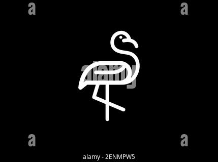 Schwarz und weiß Kran Vogel Linie Kunst Design Stock Vektor