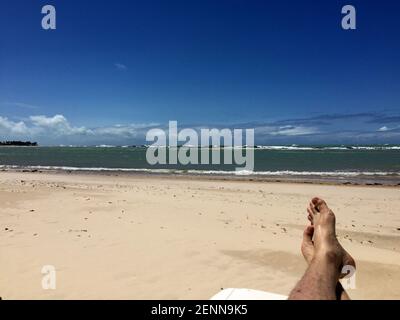 First Person Blick auf den brasilianischen Strand Stockfoto