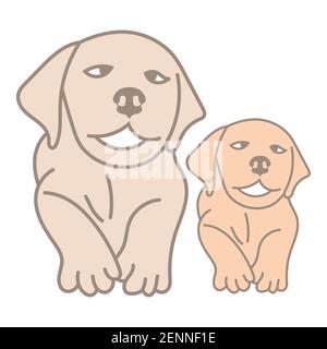 Mutter Hund und Welpen flache Farbe Symbol für Apps oder Websites Stock Vektor