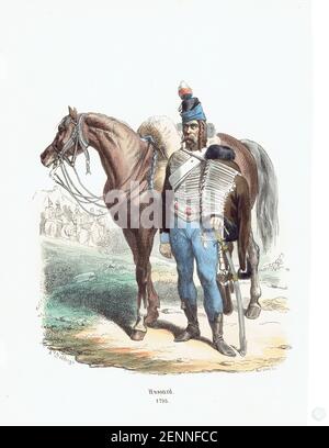 cavalier du 2e régiment de hussards en 1795 Stockfoto