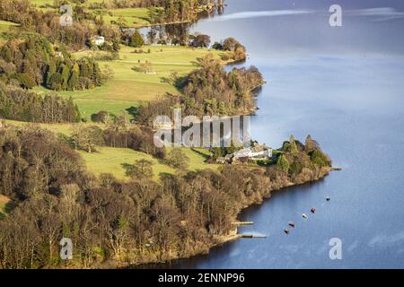 Old Church Bay auf Ullswater im englischen Lake District von Hallin Fell aus gesehen, Martindale, Cumbria UK Stockfoto