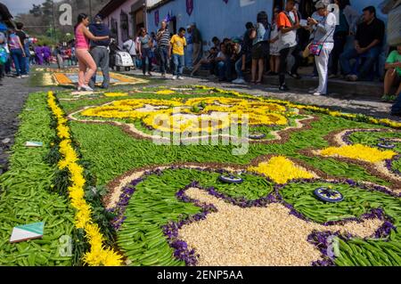 Die Karwoche / Semana Santa Feiern in Antigua, Guatemala Stockfoto