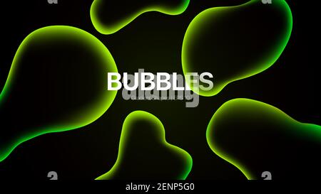 Hintergrund Für Verlaufsblasen. Grün Flüssige Formen auf schwarzem Hintergrund. Vektorgrafik Stock Vektor