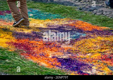 Die Karwoche / Semana Santa Feiern in Antigua, Guatemala Stockfoto