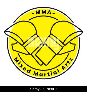 Abgerundetes Symbol der Gemischten Kampfkunst oder MMA-Logo mit Text Für Apps oder Websites Stock Vektor