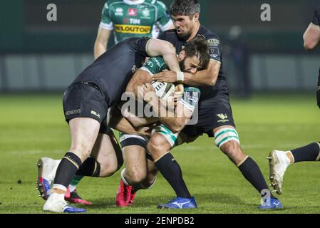 Treviso, Italien. Februar 2021, 26th. Angelo Esposito während Benetton Treviso vs Connacht Rugby, Rugby Guinness Pro 14 Spiel in Treviso, Italien, Februar 26 2021 Kredit: Unabhängige Fotoagentur/Alamy Live Nachrichten Stockfoto