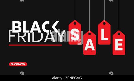 Black Friday Sale Banner / Poster mit roten Tags flach vektorgrafik für Apps oder Website Stock Vektor