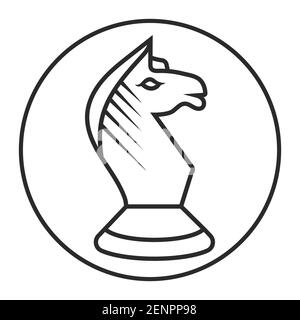 Abgerundete ein Ritter Schach Stück Linie Kunst Symbol für Apps Oder Website Stock Vektor