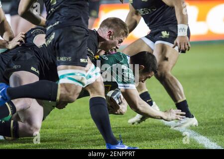 Treviso, Italien. Februar 2021, 26th. Treviso, Italien, Monigo Stadion, 26. Februar 2021, Luca Morisi während Benetton Treviso vs Connacht Rugby - Rugby Guinness Pro 14 Spiel Credit: Alfio Guarise/LPS/ZUMA Wire/Alamy Live News Stockfoto
