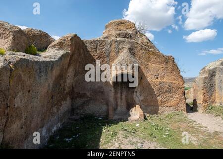 Historisch alt die Akropolis von Phrygia, in Kumbet Dorf, Eskisehir.Türkei Stockfoto