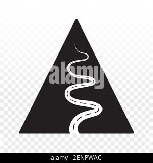 Hoher Berg mit Wanderweg flache Vektor-Symbole auf einem Transparenter Hintergrund Stock Vektor