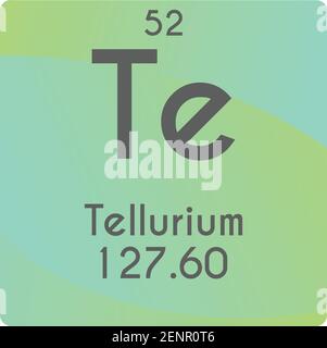 TE Tellurium Metalloid Diagramm mit Vektorgrafik für chemische Elemente, mit Ordnungszahl und Masse. Einfaches, flaches Gradientendesign für Bildung, Labor, Stock Vektor