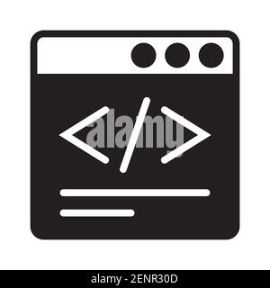 Website-Entwicklung Codierung / HTML-Codierung flache Vektor-Symbol Stock Vektor