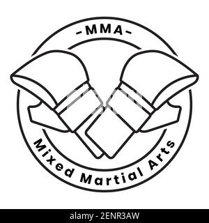 Mixed Martial Arts oder MMA Linie Kunst Vektor-Logo für Apps oder Website Stock Vektor