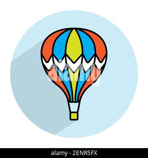 Heißluftballon Vektor-Symbol mit einem runden Hintergrund für Apps und Website Stock Vektor