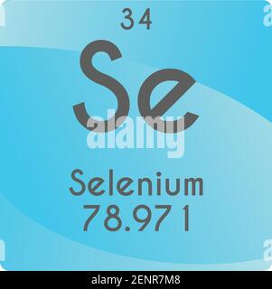SE Selen nicht reaktives Metall Chemische Element Vektor Grafik, mit Ordnungszahl und Masse. Einfaches, flaches Design mit Gradienten für den Bildungsbereich Stock Vektor