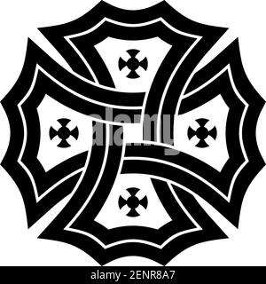 Keltisches Kreuz in schwarz auf weißem Hintergrund. Abstrakte Illustration eines keltischen Symbols. Stock Vektor