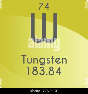 W Wolfram Übergang Metall Chemische Element Vektor Grafik, mit Ordnungszahl und Masse. Einfaches, flaches Gradientendesign für Bildung, Labor, Stock Vektor