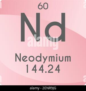 ND Neodym Lanthanid Chemische Element Vektor Grafik, mit Ordnungszahl und Masse. Einfaches, flaches Gradientendesign für Bildung, Labor Stock Vektor