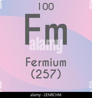 FM Fermium Actinoid Chemische Element Vektor Grafik, mit Ordnungszahl und Masse. Einfaches gradient flaches Design für Bildung, Labor, Wissenschaft Stock Vektor